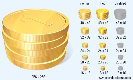 Coins with Shadow Icon Images