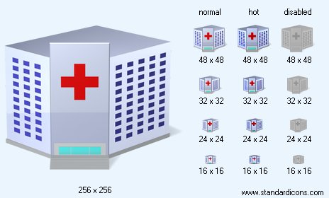 Hospital with Shadow Icon Images