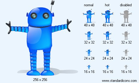 Blue Robot with Shadow Icon Images