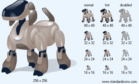 Dog Robot with Shadow Icon Images