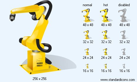 Industrial Robot with Shadow Icon Images