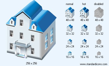 Two-Storied House Icon Images