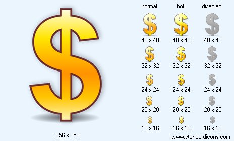 Dollar with Shadow Icon Images