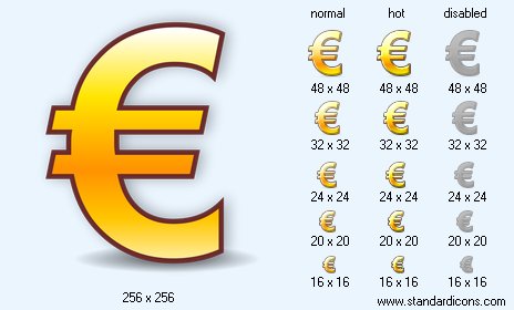 Euro with Shadow Icon Images