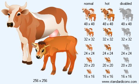 Cow And Calf Icon Images