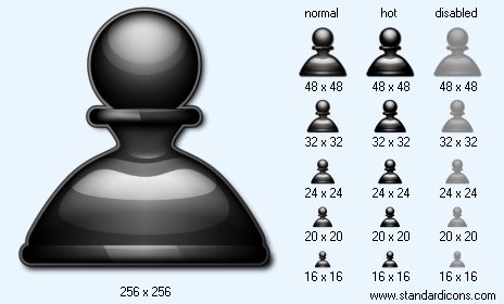 Black Pawn 2D Icon Images