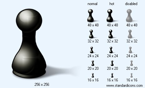 Black Pawn with Shadow Icon Images